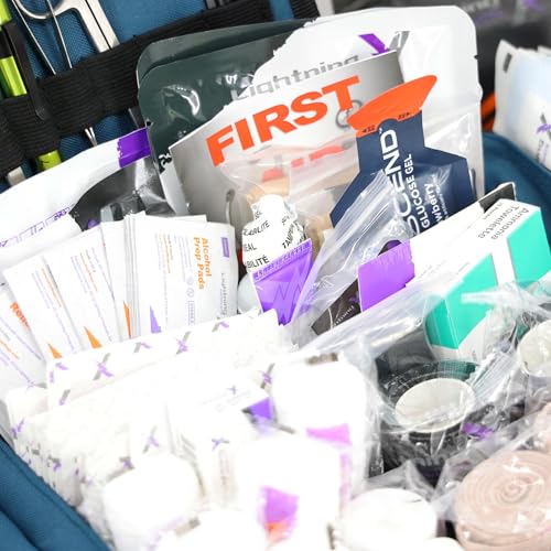 Lightning X Value Compact Medic First Responder EMS/EMT Stocked Trauma Bag w/Basic Fill Kit A - Blue - color: Blue