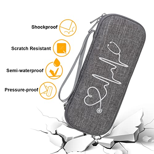 BOVKE Stethoscope Case for 3M Littmann Classic III Monitoring, Lightweight II S.E, Cardiology IV Diagnostic, MDF Acoustica Stethoscopes, Extra Room for Nurse Essentials and Supplies, Volcanic Grey - color: Volcanic Grey