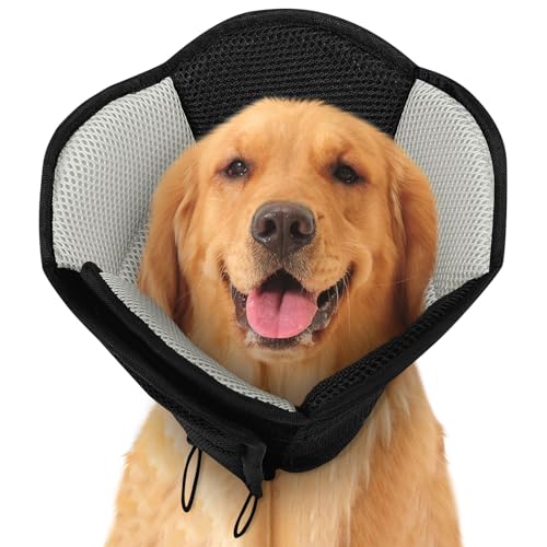 Soft Cone, Large Dog Cone Alternative for Recovery, Black - color: Black, size: Large