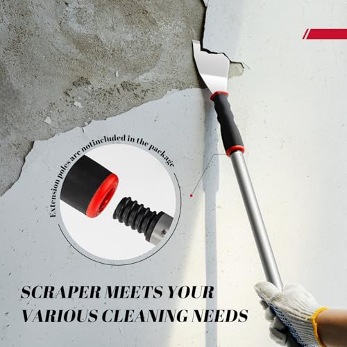 Mister Rui 3 Inch Metal Scraper, Bent Heavy Duty Curved Paint Scraper Tool | Stainless Steel Putty Knife with Hammer End, Spackle Knife with Soft Grip Rubber Handle, Paint Scraper Tool for Wood, Wall