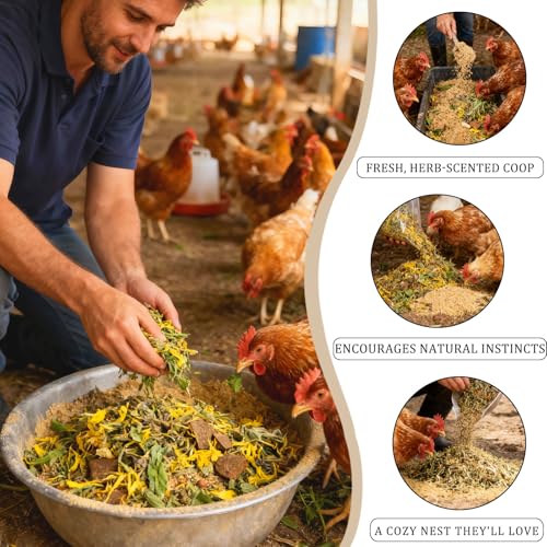 Nesting Herbs for Chicken Coop - 32 oz Natural Chicken Treats, Poultry Feed Botanical Mix, Plant-Based Coop Snacks for Daily Wellness, Feather Quality, Egg Production (2 Pound) - size: 2 Pound (Pack of 1)