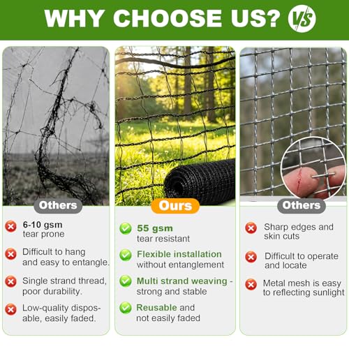 4x100FT Deer Fence Netting for Garden, 55GSM Plastic Mesh Temporary Fence | HDPE Deer Fencing, Reinforced Edge Deer Net, Garden Fence Animal Barrier, Bird Netting for Garden Tree Vegetable Raised Bed - size: 4x100FT