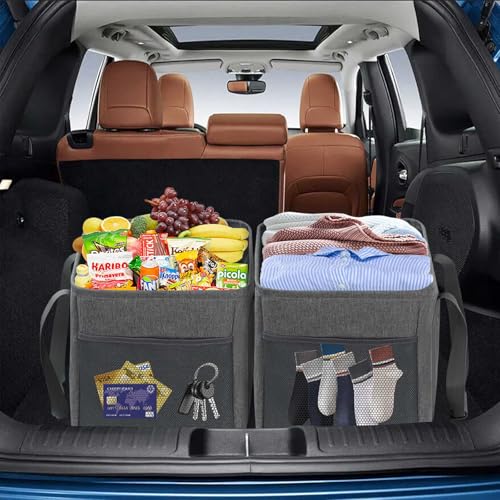 LHZK Standing Extra Large Utility Tote Bag with Metal Wire Frame and the Sides Rinforced, Extra Large Tote Bag with Handle, Reusable Grocery Bags Foldable, Beach Bag, Car Tote (Gray, 26''x15''x13'') - color: Dark Gray, size: 26''x15''x13''-1 Pack