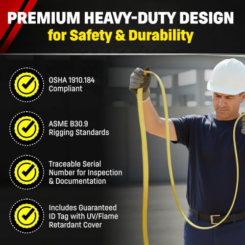 DD Sling 1 Inch x 14 Foot Nylon Lifting Sling – USA Made, 3,200 lb Vertical, 2,600 lb Choker, 6,400 lb Basket – 2-Ply Heavy Duty 900 Webbing, Type 4 Twisted Eye & Eye Rigging Sling - size: 1 in x 14 ft