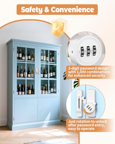 90/180 Degree Keyless Barn Door Lock Latch, White | 3 Digit Combination Security Latch, Zinc Alloy Mechanical Password Lock for Closet, File Cabinet, Sliding Door, Bedroom - color: White
