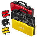 Geinxurn 3 Pieces Metal 11 Inches Steel Tool Organizer Portable Toolbox Red, Black and Yellow, Durable ABS Tool Storage with Plastic Handle and Double-Buckles - color: 3PCS