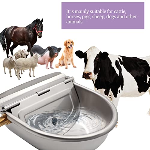 Automatic Dog Water Bowl Dispenser with Brass Float Valve and Drain Hole | Heavy‑Duty 304 Stainless Steel, Wall‑Mounted, Auto‑Refill Waterer, for Dogs, Cats, Chickens, Cattle, Pigs, Goats and Sheep