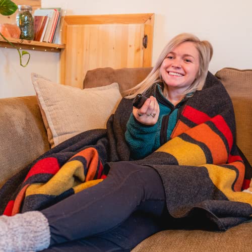 Arcturus Rainier Wool Blanket - Warm, Heavy, Washable, Bed Blanket | Great for Home & Camping (Sunset Peak, Queen) - color: Sunset Peak, size: Queen