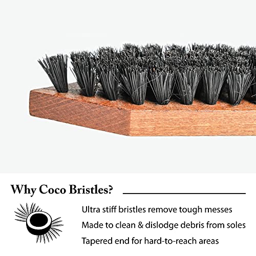 FootFitter Coco Bristle Sole Scrubber Brush for Shoe & Boot Cleaning | Sole Scrubbing Brush with Ultra Firm Polished Hardwood Design for Removing Tough Dirt on Leather & Rubber (Made in Germany)