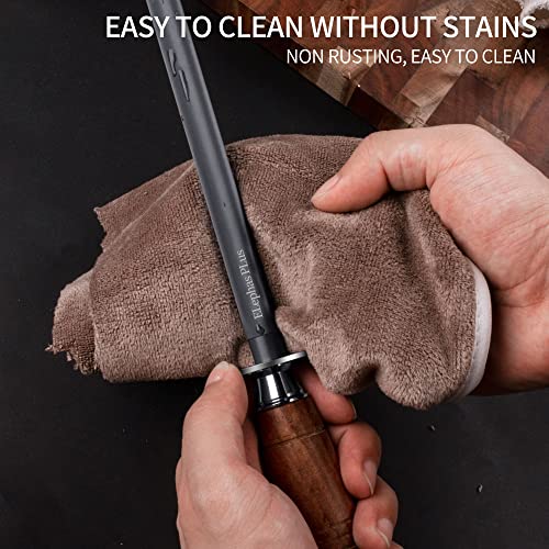 honing steel knife sharpener ，Wooden Handle knife sharpener rod,12 Inch Knife Sharpening Steel Honing Rod（mahogany） - color: Rosewood