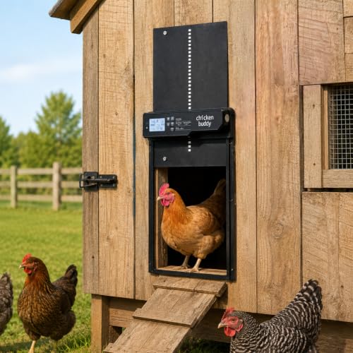 Giantex Automatic Chicken Coop Door Solar Powered with Light Sensor & Timer | Aluminum Auto Chicken Door, 4 Modes, Anti-Pinch Safety Protection, LCD Display, Remote Control, USB Charging Included