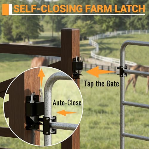 2 Way Farm Gate Latch Heavy Duty Lockable Livestock Gate Latch, 1 Pack | Two-Way Livestock Self-Locking Fence Gate Latch for Farms, Metal Gates, Ranches, Stables, Horse Corrals