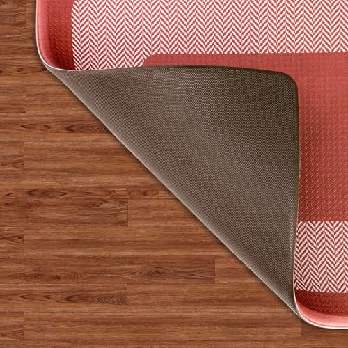 Chef Gear Hettie Anti Fatigue Cushioned Kitchen Mat 18"x32" Red - color: Hettie Herringbone Red, size: 32"L x 18"W x 0.3"Th