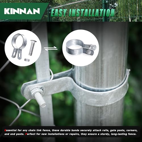 KINNAN 12 Pack 1-5/8'' Galvanized Steel Chain Link Brace Bands with Required Bolts and Nuts, Chain Link Fence Brace Band for Fence, Gate, Posts, Rust-Resistant, Easy to use - size: 1-5/8 inch