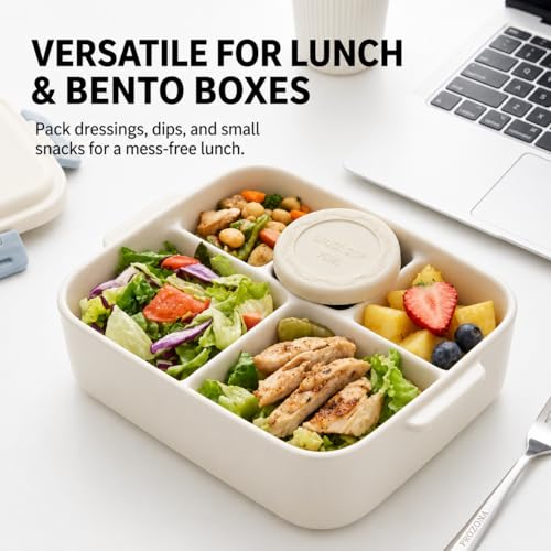 6pcs 2.4oz Stainless Steel Condiment Cups with Leak-Proof Lids - Perfect for salads, dips, and sauces. Portable design ideal for picnics, travel, and meal prep. Reusable & easy to clean - size: 2.4ounce