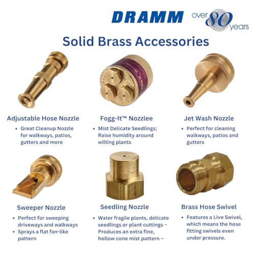 Dramm 12380 Heavy-Duty Brass Adjustable Hose Nozzle