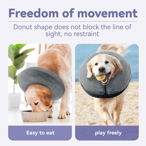 Loflaze Soft Inflatable Dog Cone Collar Alternative After Surgery - Dog Neck Donut E Collar for Large Medium Small Dogs Cats Post Surgery - Recovery Collar to Stop Licking - Grey, XL - color: grey, size: XL(Neck 17"-20")