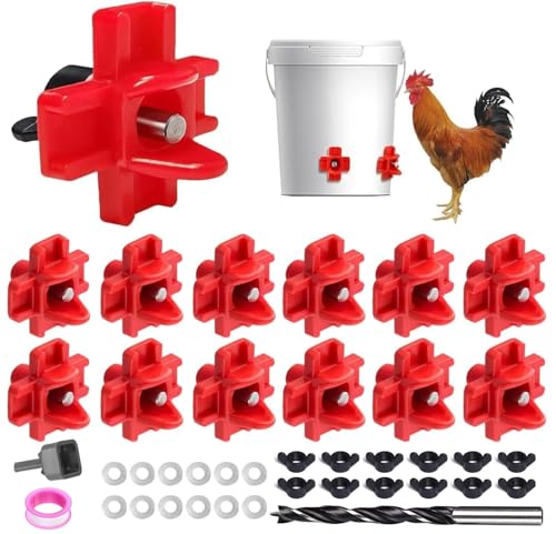 40 Pcs Horizontal Chicken Waterer Nipples with Drill Bits, Leakproof Poultry Watering System for Chicken Coop, Durable ABS Plastic & Stainless Steel, Water Saving Design for Outdoor Use