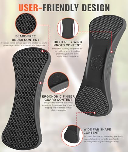 Shedding Blade for Horses Tool - Horse Brush for Deshedding Grooming Bathing, Multi-Functional Rubber Grooming Kit for Horses, Dogs, Cows and Goats（Black） - color: black