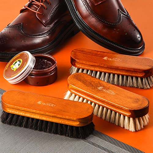 3 Pcs Horsehair Shoe Brush Kit Polishing Daubers Applicators Leather Care Brushes Shine Cleaning Brush(Shoe Brush Set C) - style: Shoe Brush Set C