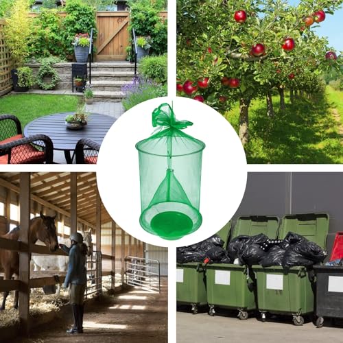8 Packs Fly Traps Outdoor Hanging, Stable Fly Trap with Fly Bait, Reusable Fly Killer, Ranch Fly Trap, Fly Control Fly Hunter for Family Farm Park Orchard Garden