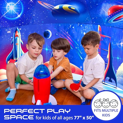 W&O Galactic Inflatable Fort with LED Lights - Fan Not Included | Galactic Aerodome with LED Lights, Inflates in Seconds, Easy Entry/Exit & Immersive Astronaut Play. Great Gift, Ages 3-12 - color: Galactic Aerodome