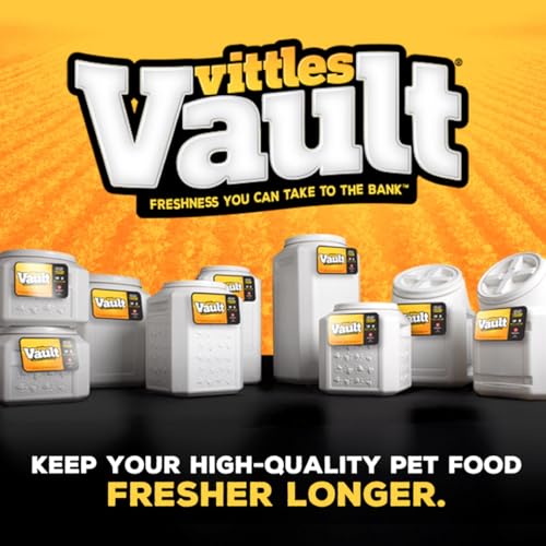 Vittles Vault Airtight Pet Food Storage Container + Scoop, Fits Up to 50lbs | Stores Dog Kibbles, Bird Seed, Oatmeal, Rice, Flour and Cereal in BPA Free Plastic, Sealed Airtight, Made in USA, with Scoop - size: 14.0"L x 14.0"W x 20.2"H