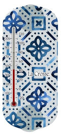 La Crosse 204-1520I 8-inch Analog Capillary Window Thermometer with Blue Lattice - color: Light Blue