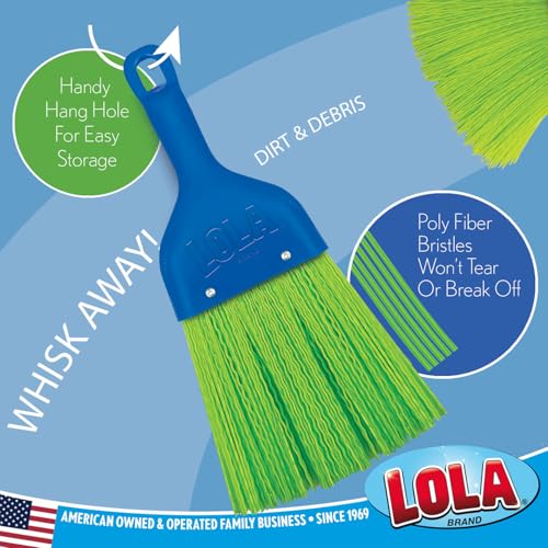 LOLA Heavy Duty Whisk Broom, Hand Brush, 2 Pack Durable Bristles, Whisks Away Dirt & Debris, Compact, Hang Hole for Easy Storage, Indoor/Outdoor - size: 2 Pack, style: 2026 Model