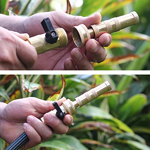 Brass Hose Nozzles, Heavy Duty Adjustable Twist Hose Nozzle & Jet Sweeper Nozzle 2 Pack - color: Nozzles AB