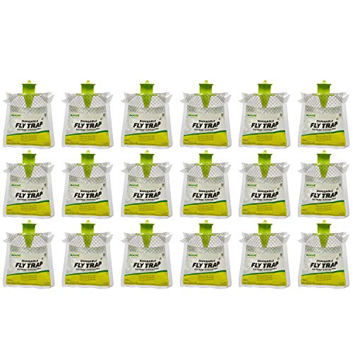 RESCUE! Outdoor Disposable Fly Trap – Hanging Fly Catcher with Attractant Bait, Fly Bag for Patio, Yard, Trash & Farm Areas – Easy-to-Use Outdoor Fly Control - 18 Traps
