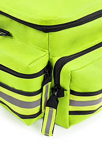 Scherber First Responder Fully-Stocked Professional Essentials EMT/EMS Trauma Kit | HSA/FSA Approved | Reflective Bag w/8 Zippered Pockets & Compartments & 200+ First Aid Supplies - Yellow - color: Yellow