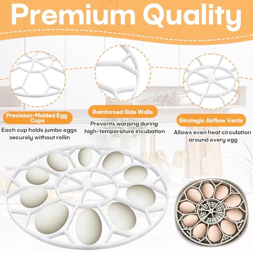 JGT360 Goose Egg Tray, Holds 10 Eggs, Compatible with Nurture Right 360 | Accommodates Jumbo & Heavy Breed Types, Promotes Even Airflow, Sturdy Washable Build, Reliable Replacement