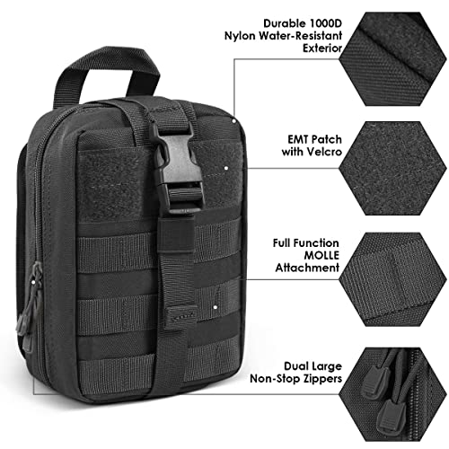 2-Pack First Aid Pouch 1000D Nylon Tactical Molle Medical Pouch Utility Pouch for Outdoor Activities Medical Supplies Bag Only - color: Black