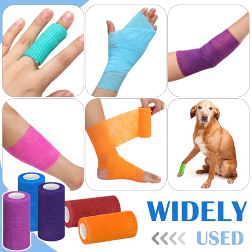 Treela 36 Pcs Self Adherent Bandage 4" X 5 Yard Wrap Breathable | Cohesive Bandage Elastic Adhesive Tape for Stretch Athletic Sports Wrist Ankle - color: Various Colors, size: 4" X 5 Yard