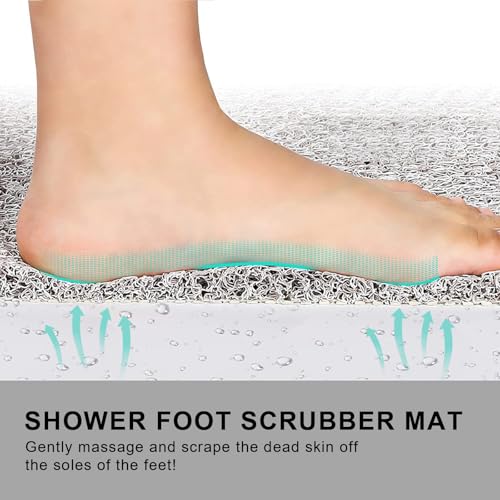 Nonslip Bathtub Mat, Anti Slip Bath Mat 0.6" Extra Thick, Quick Dry Bath Tub Anti Slip Shower Mat, Loofah Non-Slip Bath Mat for Tub Bathroom Pool Kitchen Entryway Home Hotel(Light Gray 24x27) - color: Light Grey, size: 27" x 24" (Rectangular)