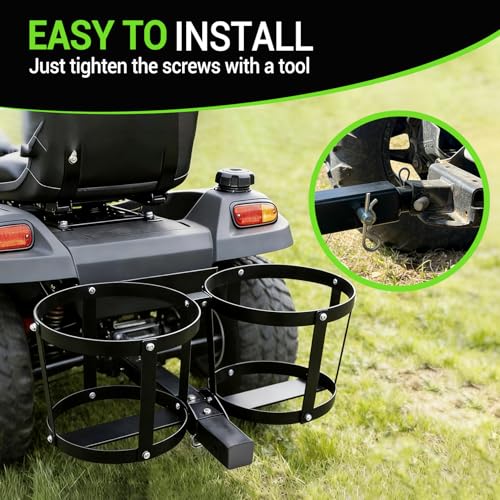Pindex Heavy Duty ATV Pail Carrier, Universal Bucket Holder for UTV, Lawn Mowers & Tractors, Fits 2, 4 Gallon Pails up to 10-5/8" Diameter, All-Terrain Tow-Behind Bucket Caddy for Garden & Farm