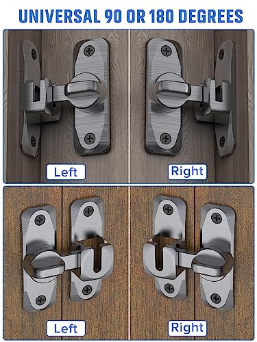 90/180 Degree Flip Barn Door Lock, Sliding Door Latch, Grey-2PCS | Protect Privacy - Security Lock, Small Gate Latches Hardware for Barn, Garden, Bathroom, Cabinet, Window - color: Grey-2PCS