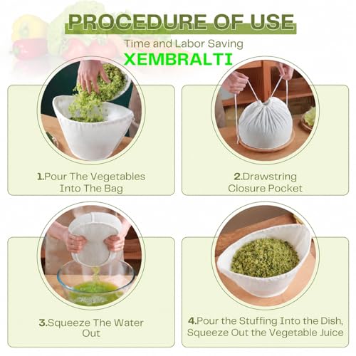 XEMBRALTI Reusable Fine Mesh Cotton Strainer Bag, Cotton Filter Bags for Cheese, Nut Milk Brewing, Yogurt Coffee Tofu Tea & Juice Extraction, Food Grade Filtration Bag (Large-6 Pcs) - size: Large-6 Pcs