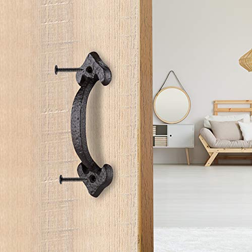 7 Inch Heart Barn Door Handle - Black Cast Iron Pull for Sliding Doors, Gates, Sheds, Fences, Closets - Indoor Outdoor Farmhouse Hardware - size: 7", style: Heart