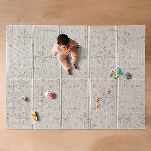 Nuby Reversible Baby Floor Mat | Gray Moon and Arrows - style: Graceful Gray