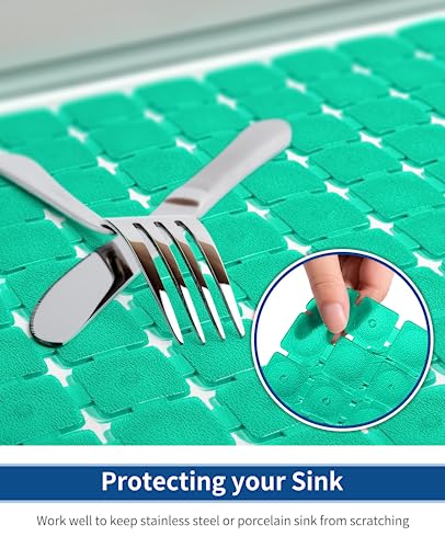 Bligli Sink Mat for Stainless Steel/Ceramic Sinks, 2 Pack 15.8x11.8 inches PVC Sink Protectors for Bottom of Kitchen Sink, Dishes and Glassware drain Mats, Durable and Fast Draining (Green) - color: Green
