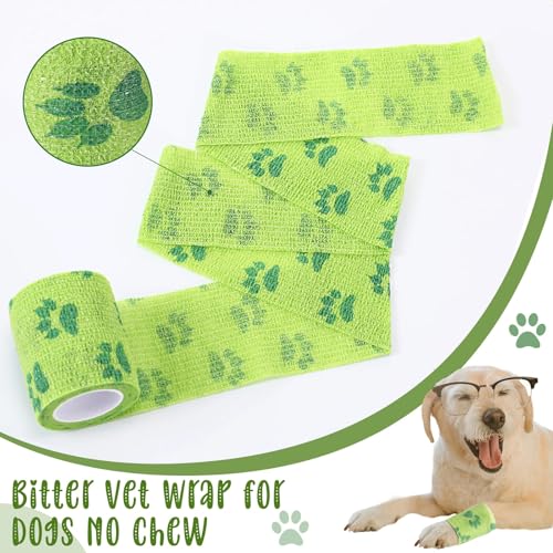 Threlaco 3 Rolls No Chew Bandage for Dogs Bitter Bandage Wrap for Dogs Wound Wrap (3 Inches X 5 yd,Green) - size: 3 Inch X 5 yd