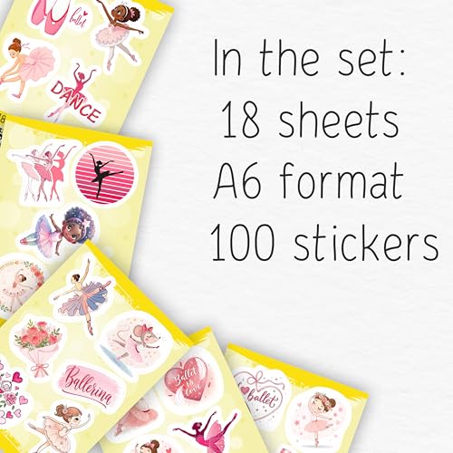 100Pcs Ballerina Stickers, Ballet Stickers - Ballerina Party Supplies -Cute Ballet Decals - Gift for Women & Men - color: Ballerina Stickers