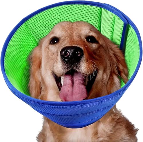 Soft Dog Cone Recovery Collars & Cones After Surgery for Large Dogs | Adjustable Breathable Dog Cone Collar,Protect Pets from Licking Wounds,Soft and Comfortable, Reduce Anxiety (L) - size: L