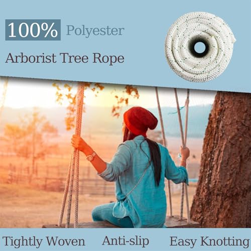 LABLT 3/8 in Double Braid Polyester Arborist Rigging Rope 200 FT High Strength Rope Sling Multipurpose Bull Rope for Swings Arborist Gardening Marine - size: 3/8in*200ft