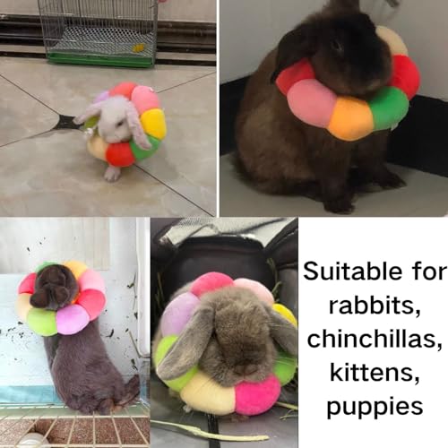 Rabbit Protection Cone Collar,Adjustable Soft Pet Recovery Collar for Rabbit/Chinchilla/Guinea Pigs/Kitten After Surgery Wound Healing,Elizabeth Neck Recovery E-Collar for Small Animals (XS) - size: XS