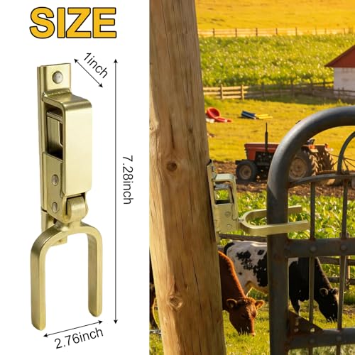 1PCS Heavy-Duty One-Hand Gate Latch for Farm, Ranch & Backyard | Automatic Spring Lock, Rust-Resistant Steel, Easy Install on Wood, Metal & Pipe Gates