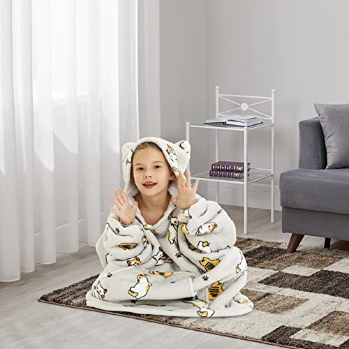 THREE POODLE Wearable Blanket Hoodie for Kids, Oversized Sherpa Sweatshirt Blanket with Giant Hood, Warm Cozy Cat Hooded Blanket, Cute Gifts for Kids Girls Boys - color: Cat, size: Kids