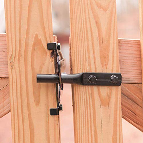 JIAHOO Post Mount Gate Latch for Wooden Fence - Heavy Duty Self Locking Gate Latch Hardware for Pool/Garden Gate Safety Latch, Automatic Fingertip Release Latches for Vinyl/Wood Fence, Black Finish